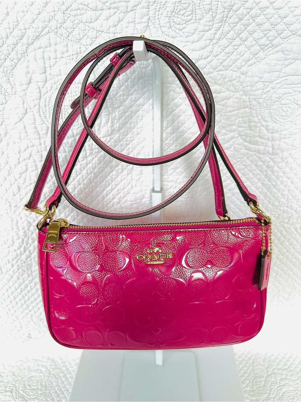 Coach Fuchsia Patent Signature Crossbody Bag